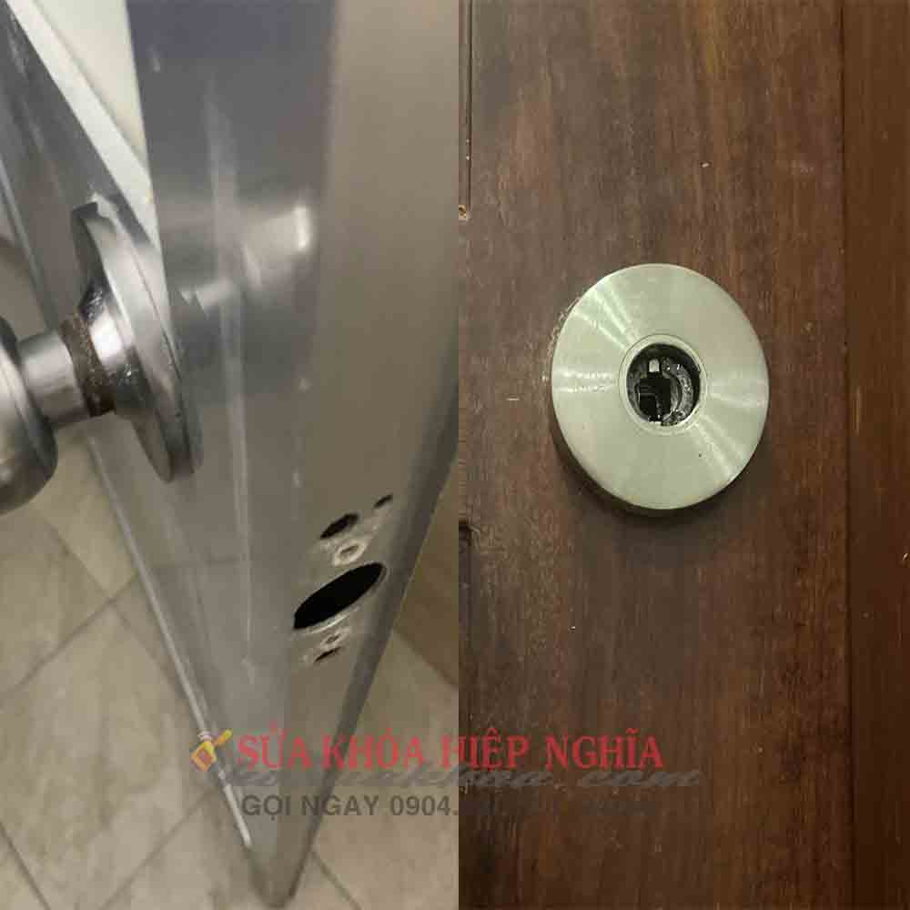 Ổ khóa cửa tay nắm tròn bị sứt Thay chốt cửa, thay tay nắm cửa tại nhà